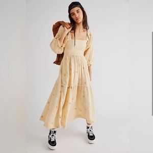 Free People Dahlia Embroidered Maxi Dress Medium